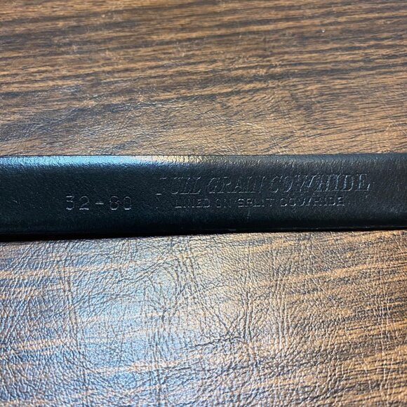 JOHN HENRY Black Full Grain Cowhide Leather Belt Gold Buckle Men Waist 29"- 33 " - Picture 3 of 9